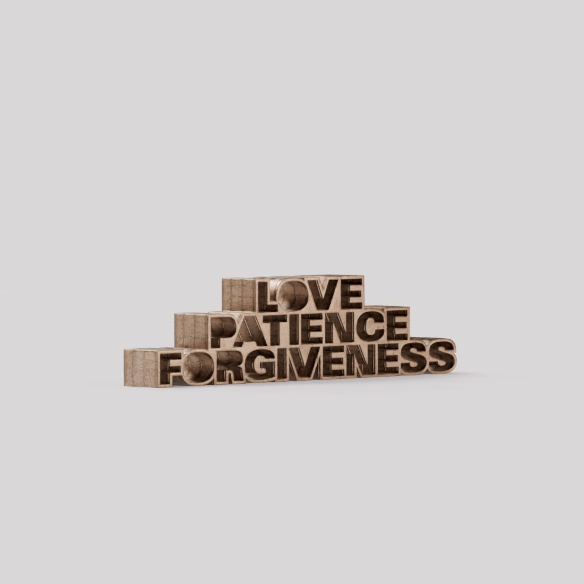 Love Patience Forgiveness wood bronze 1.5