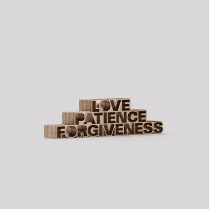Love Patience Forgiveness wood bronze 1.5