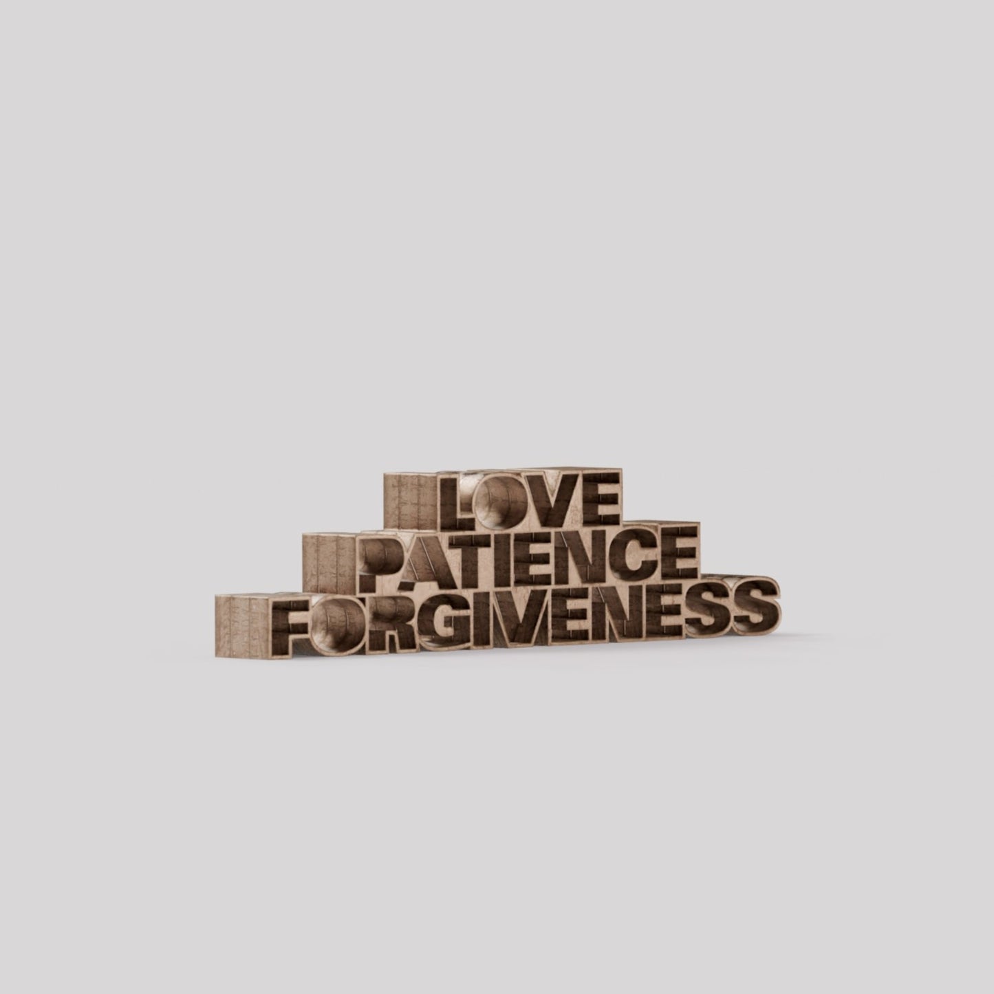 Love Patience Forgiveness wood bronze 2