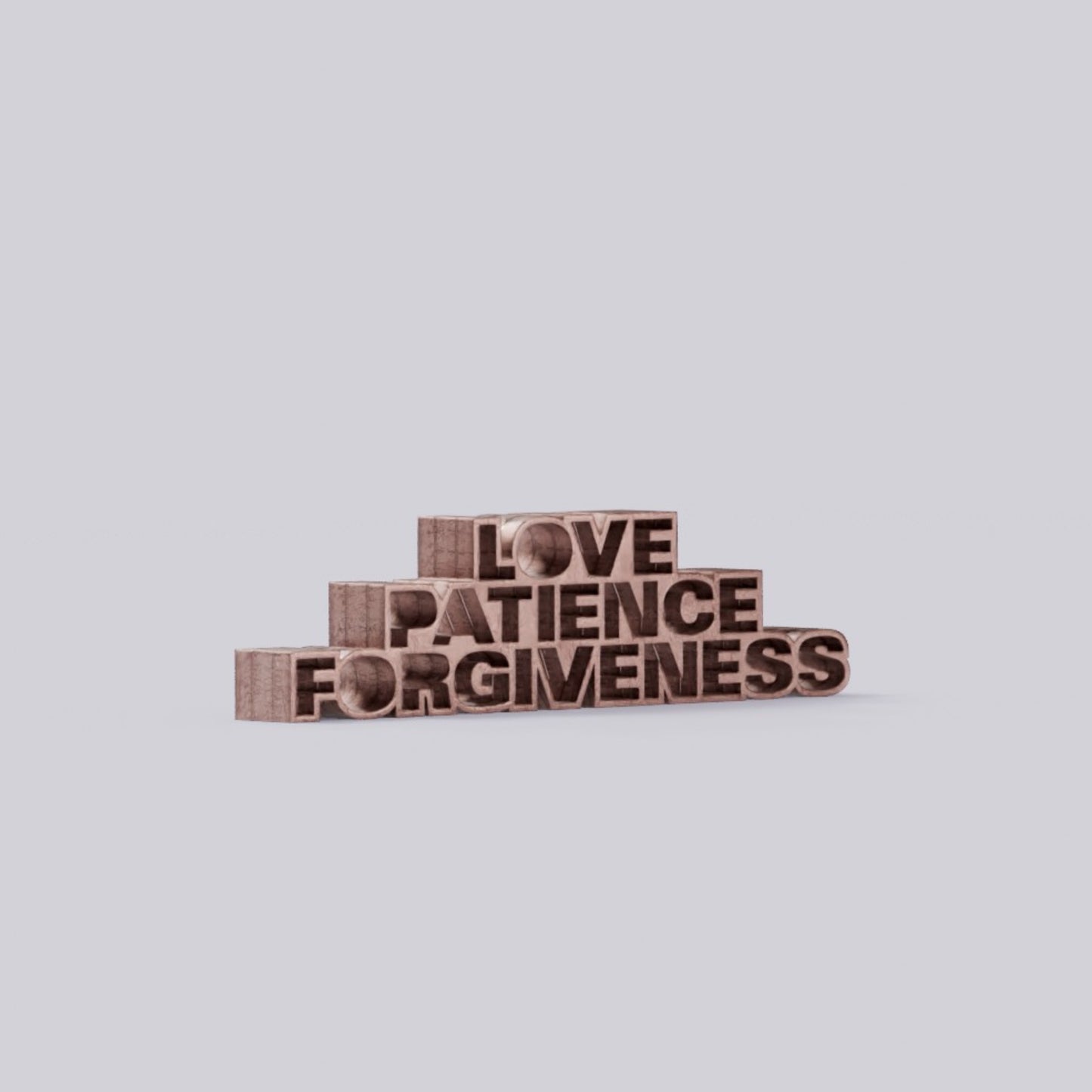 Love Patience Forgiveness wood copper 1