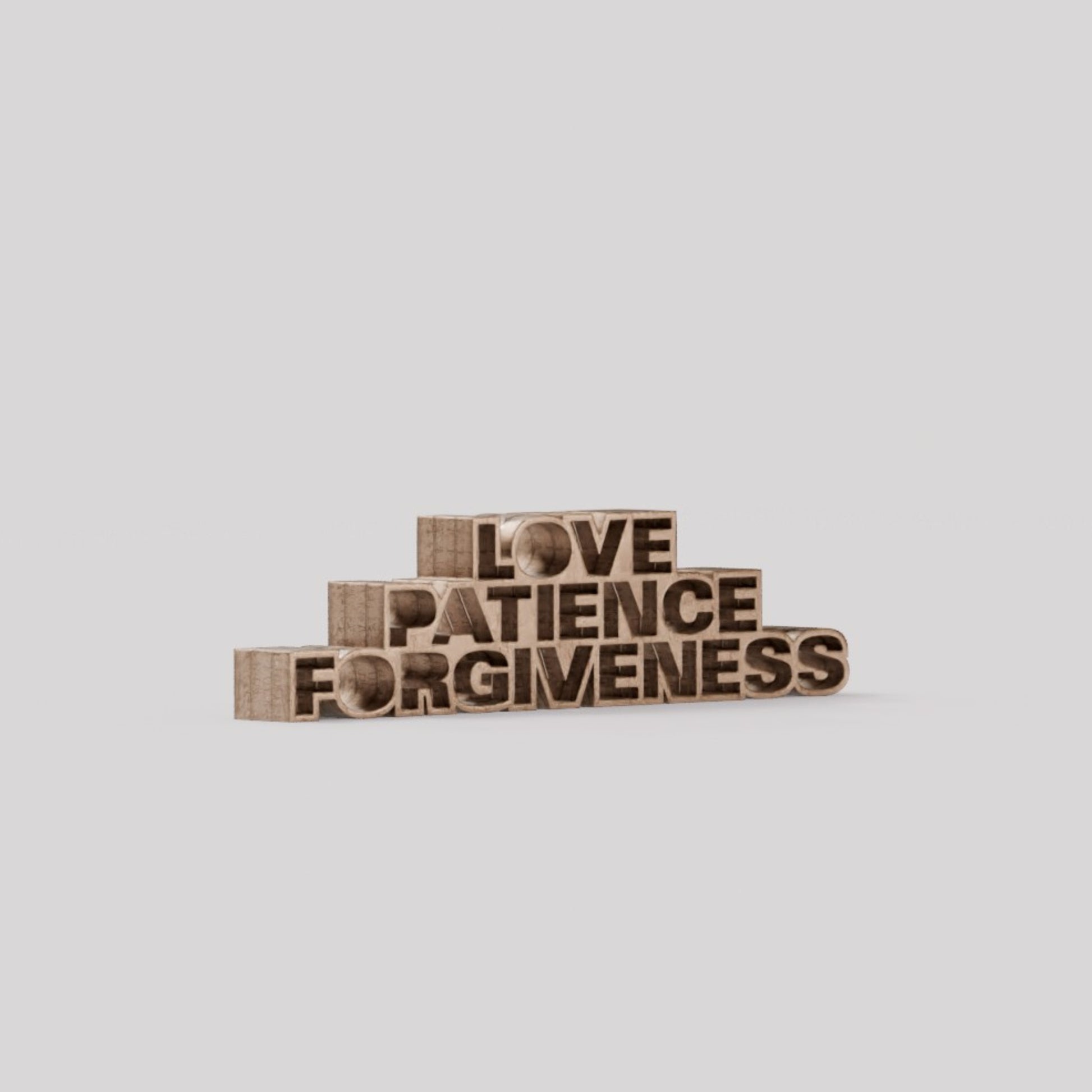 Love Patience Forgiveness wood bronze 1